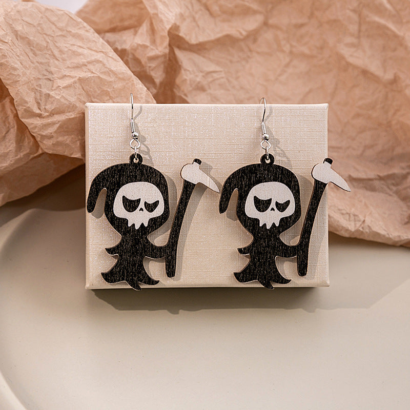 Wholesale Cartoon Halloween Pumpkins Make Weird Ghost Wooden Earrings