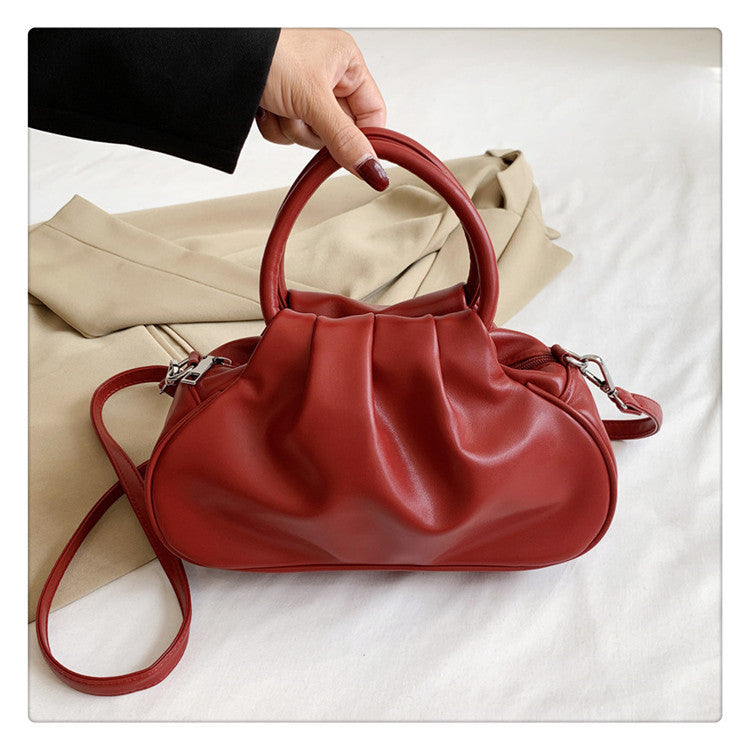 Wholesale Retro cloud pleated solid color versatile women's bag hand-held underarm bag shoulder bag messenger bag