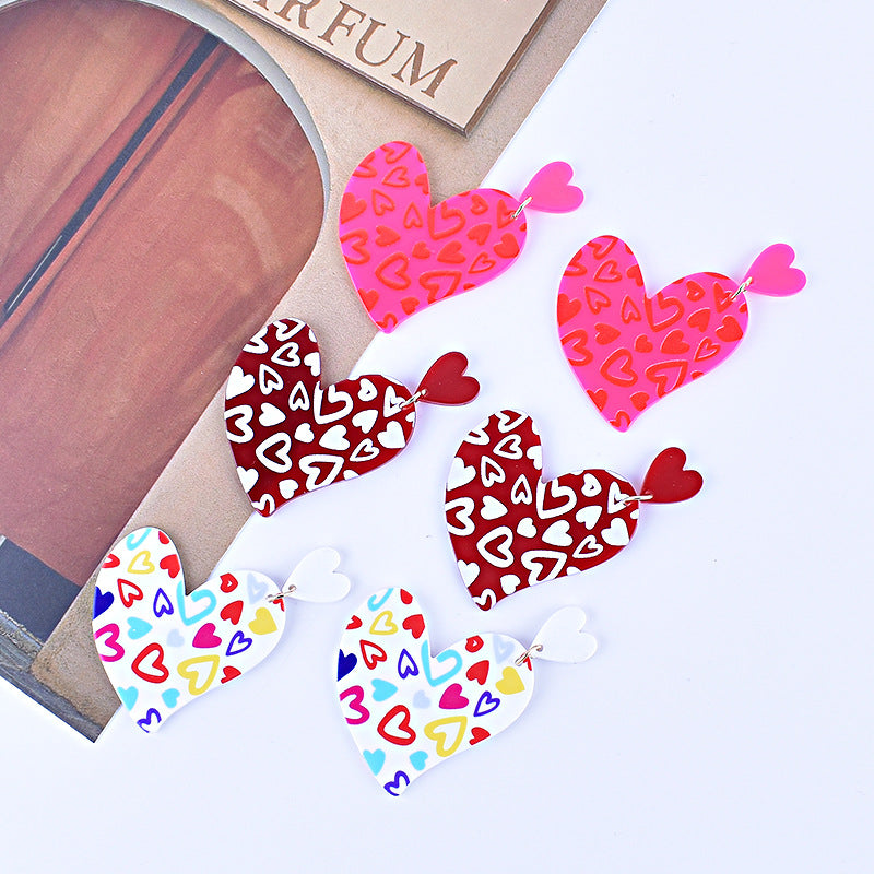 Wholesale Valentine's Day Heart Letter Love Heart Shape Red Pink Earrings