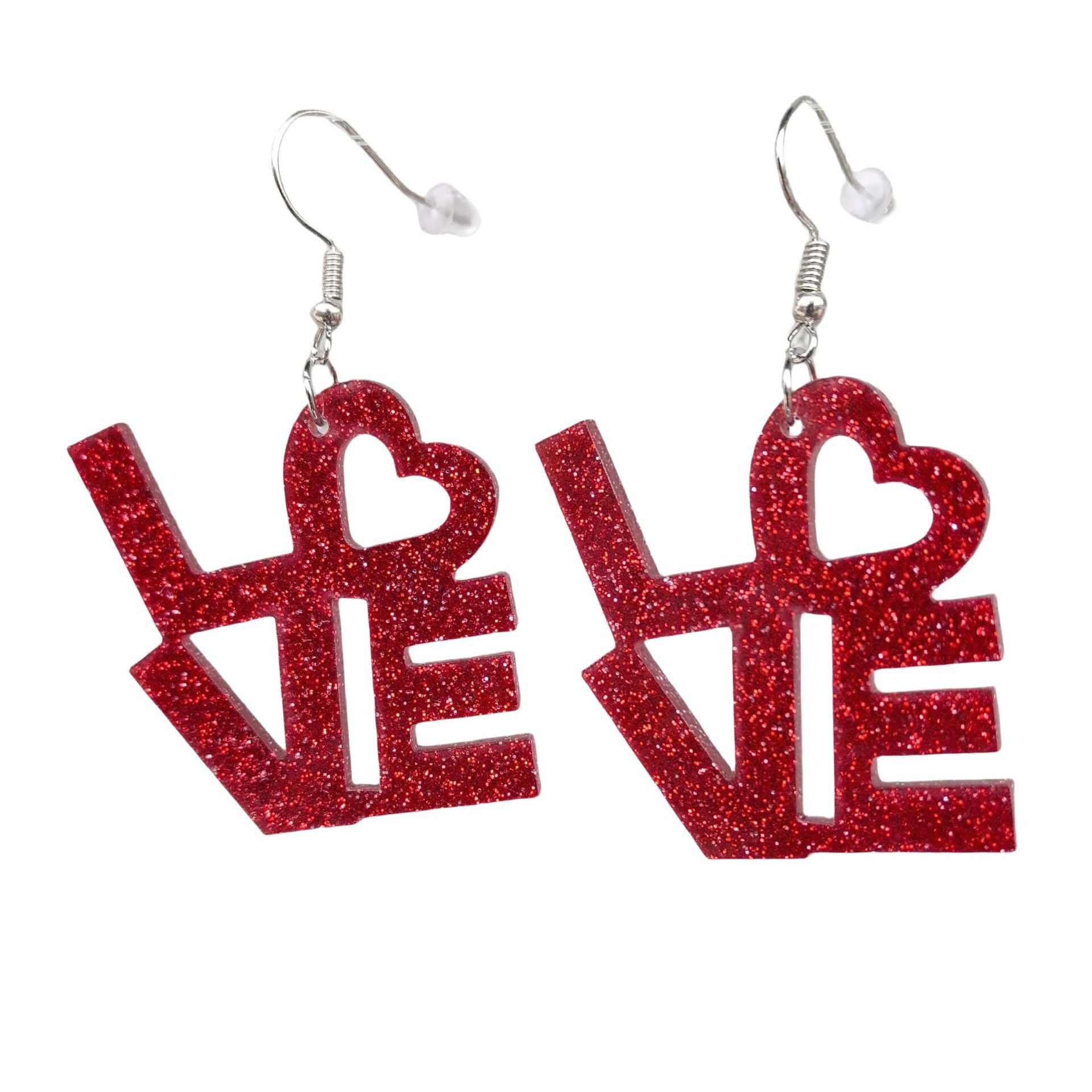 Wholesale Valentine' s Day series pink red sequin love acrylic earrings