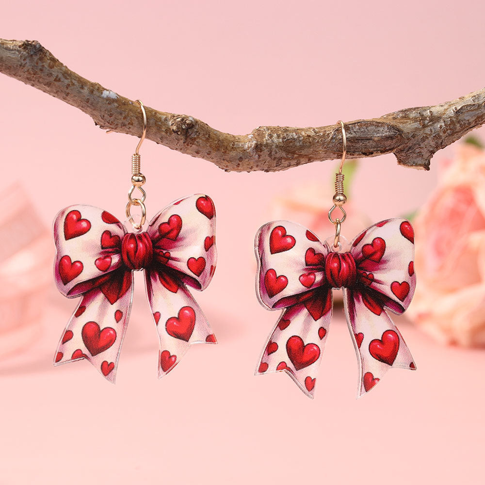 Wholesale Love Bow Valentine' s Day Acrylic Earrings