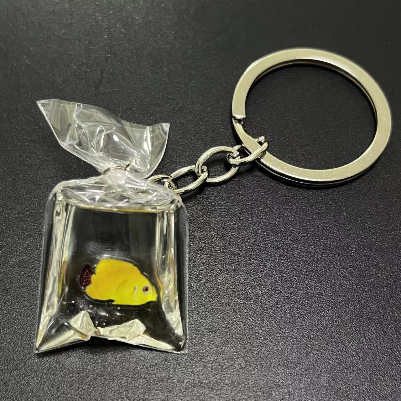 Wholesale Transparent Resin Water Bag Fish Key Chain