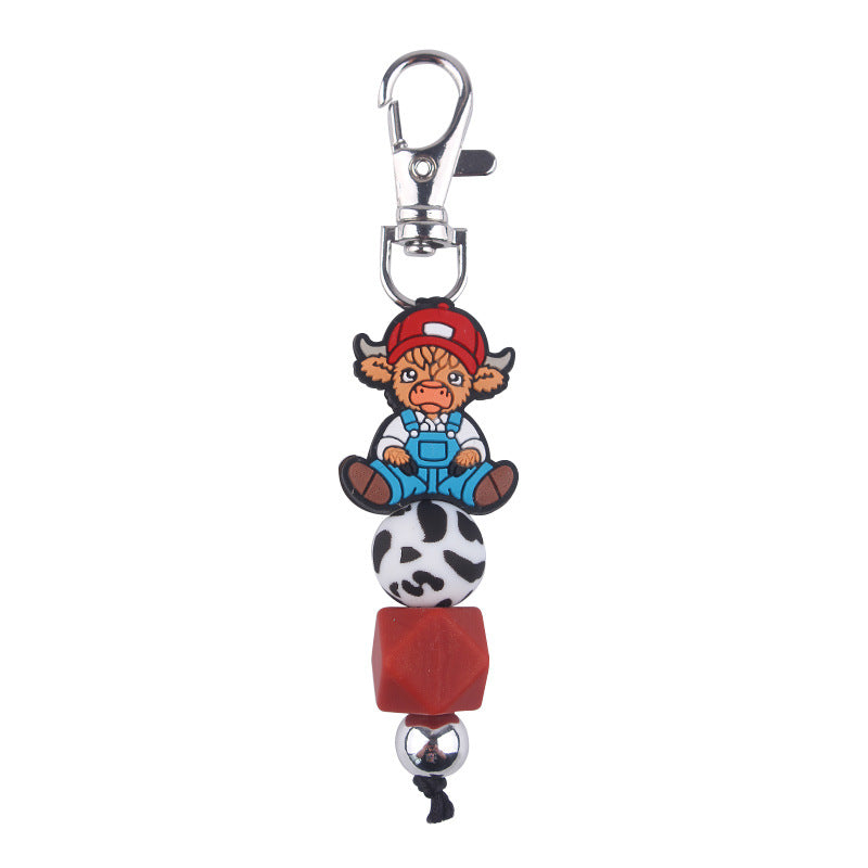Wholesale Creative Cartoon Beef Beef Beaded Silicone Keychain