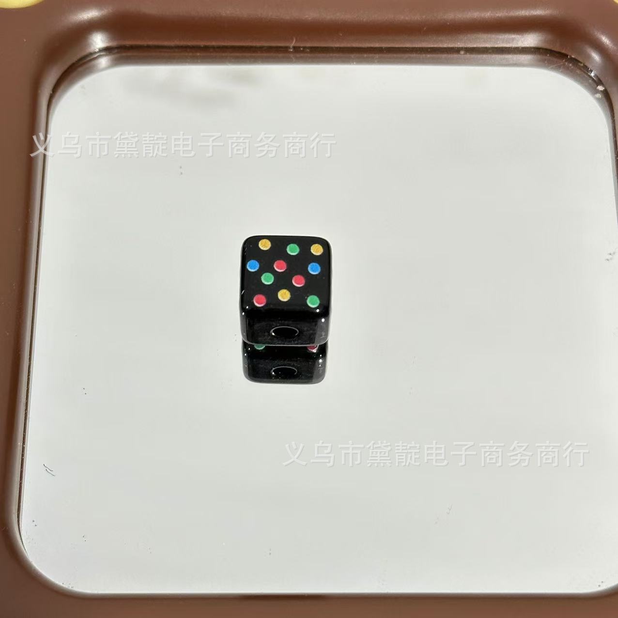 Wholesale 10pcs Color Dot Four-sided Square Acrylic Beads