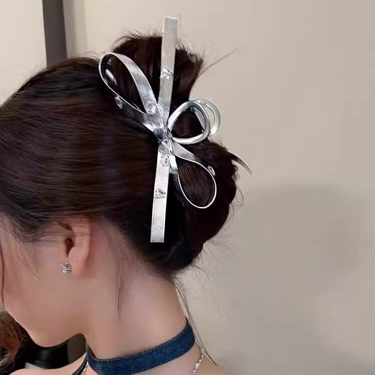 Wholesale Oversized Silver Bow Clip