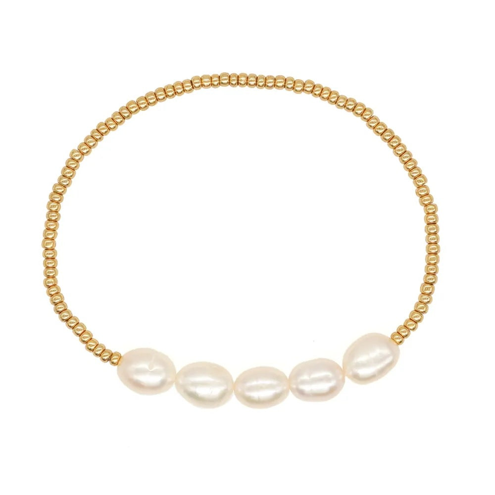 Wholesale natural Baroque pearl elastic rope Miyuki bracelet
