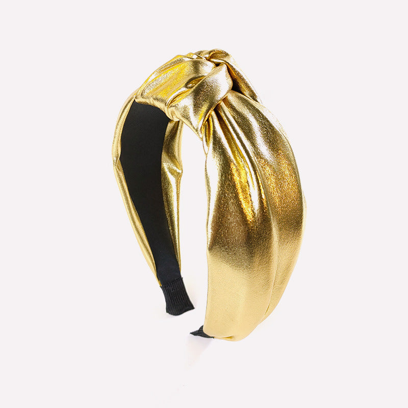 Wholesale Simple Wide Edge Colorful Shiny Leather Tied Hair Hoops