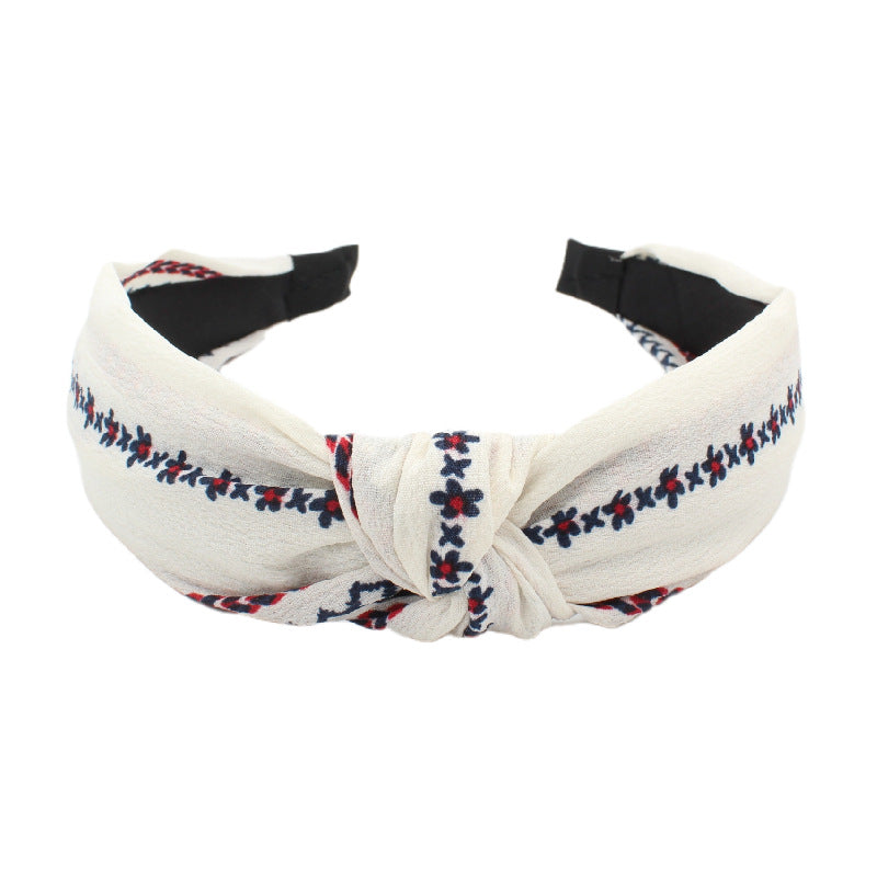 Wholesale Cross Pattern Knot Fabric Wide Edge Headband