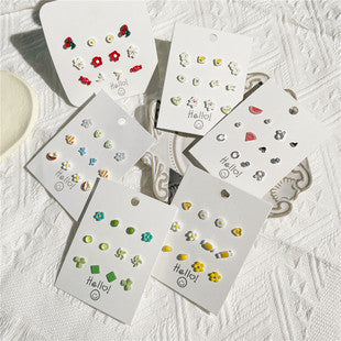 Wholesale Gothic Metallic Leaf Heart Alloy Earrings Set of 6