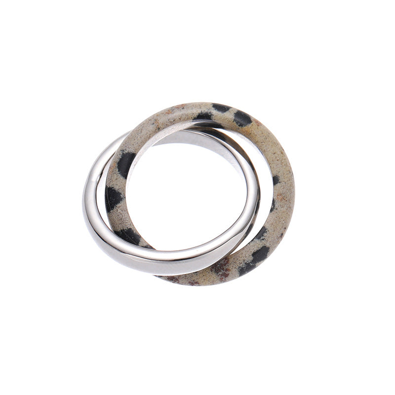Wholesale Luxury Exquisite Natural Stone Agate Tiger Eye Double Ring