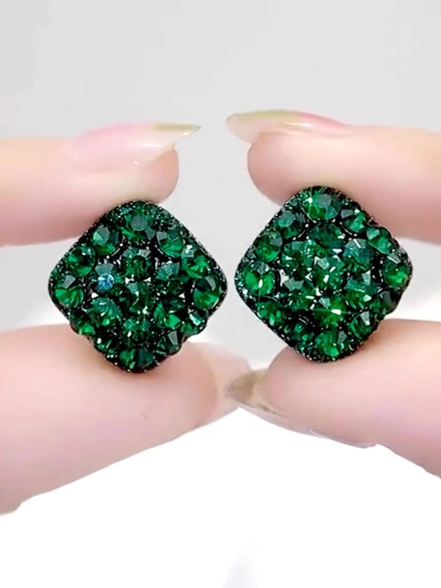 Wholesale Full Diamond Geometric Rhombus Full Diamond Earrings