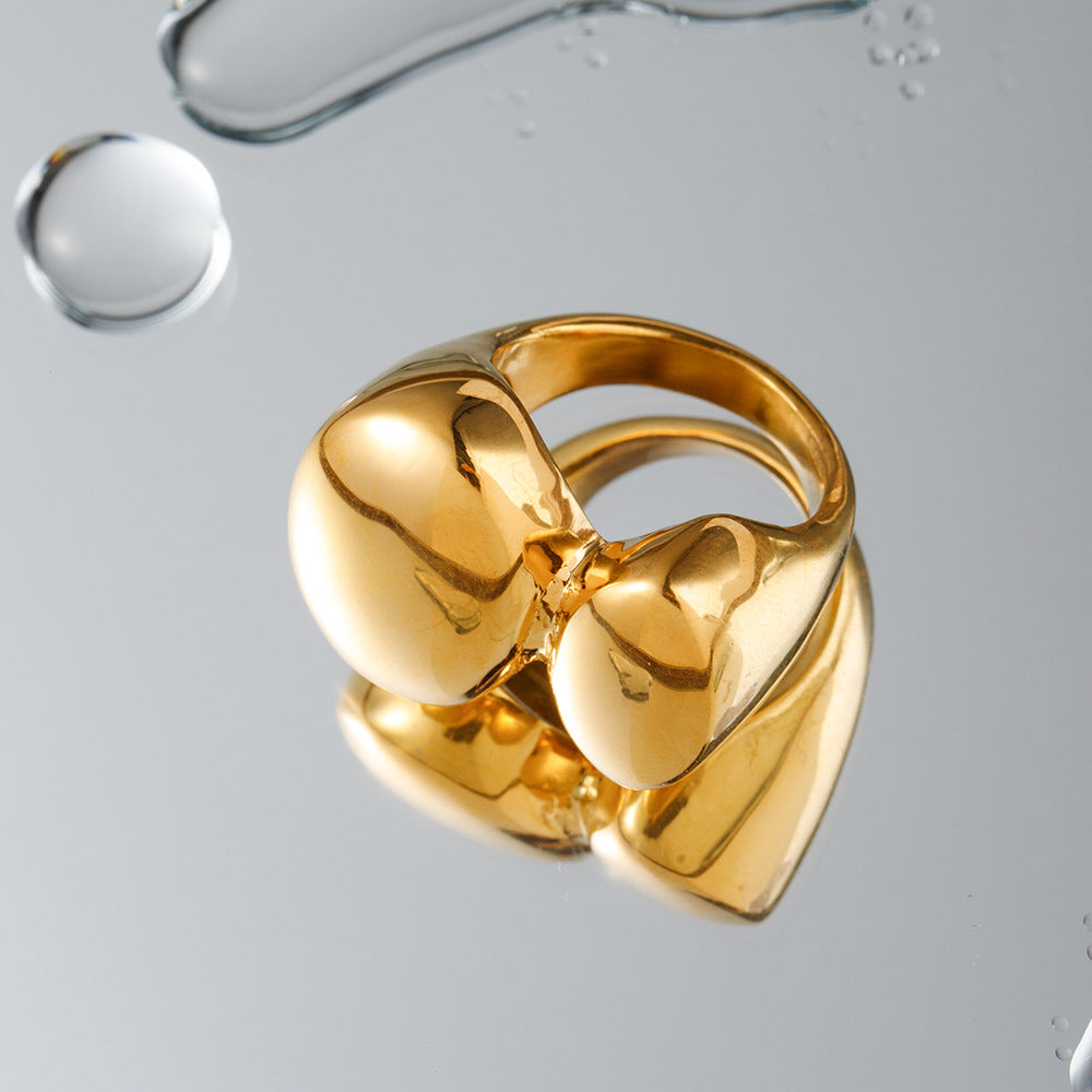 Wholesale 18k Gold Stainless Steel Heart-shaped Ring