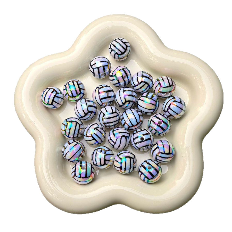 Wholesale 20pcs UV Plated Basketball with Letters Acrylic  Beads