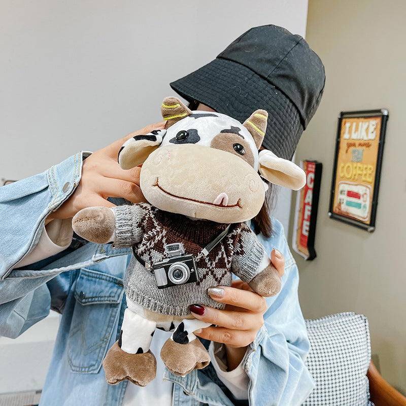 Wholesale Christmas Sweater Plush Cow Doll Crossbody Bag
