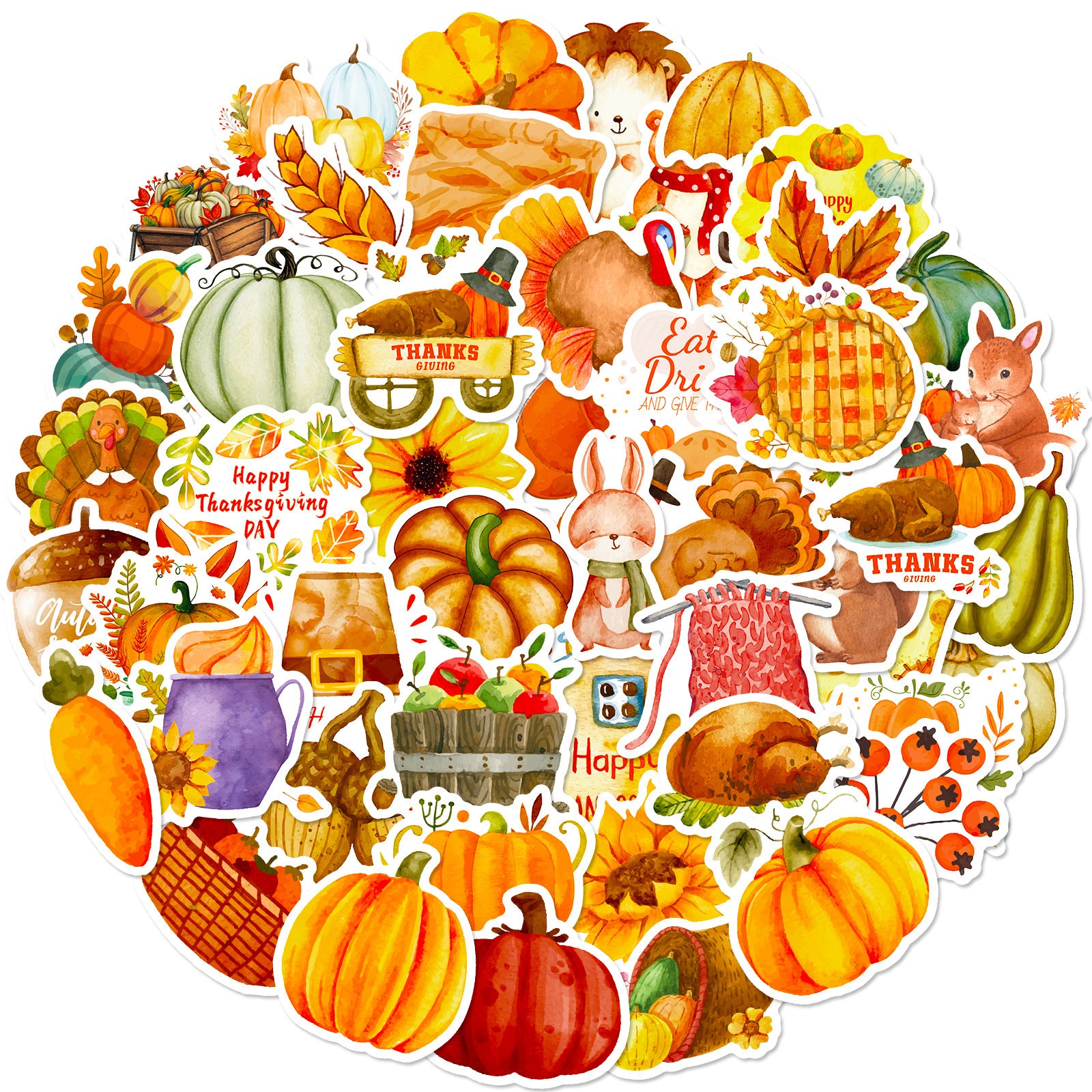 Wholesale 50 pumpkin turkey autumn maple leaf Thanksgiving stickers
