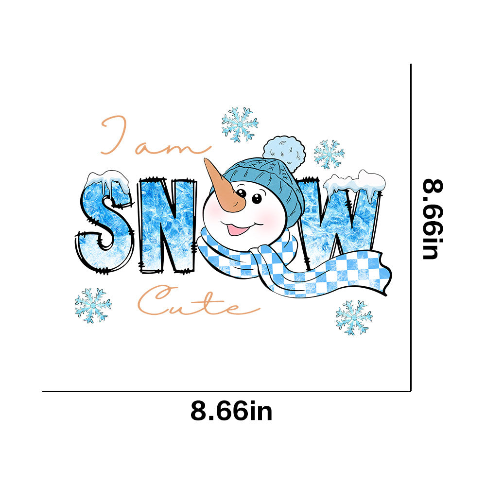 Wholesale 10pcs/pack Winter snowflake white ink heat transfer sticker for clothing  UV DTF ready-to-use transfer stickers