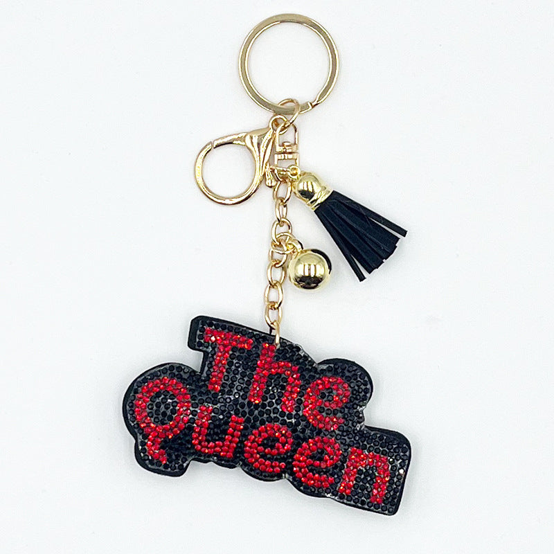 Wholesale Hot-fix rhinestone The Queen keychain bag charm accessory