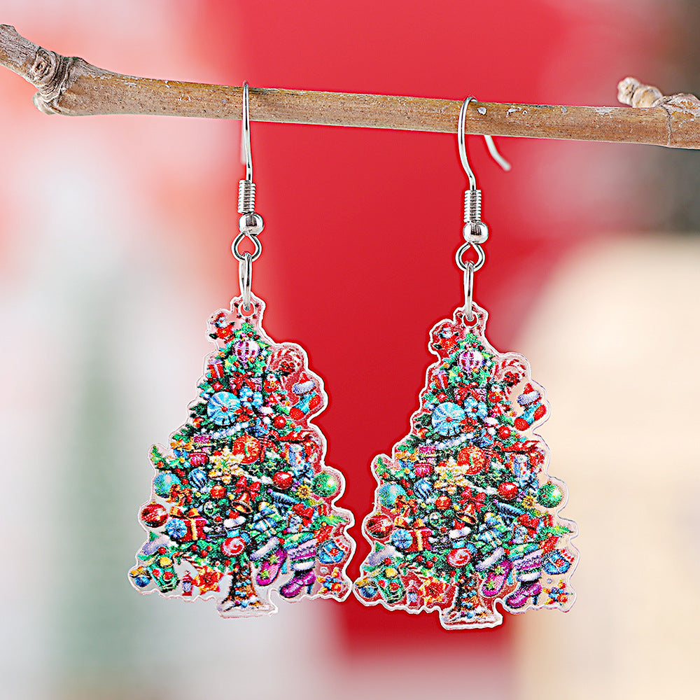 Wholesale Candy Lantern Christmas Tree Pendant Earrings Acrylic Earrings