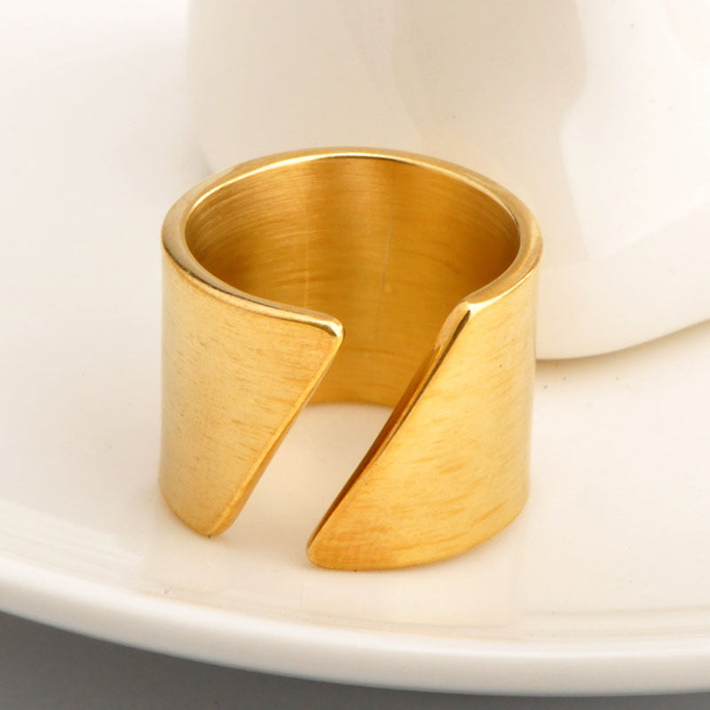 Wholesale Simple Index Finger Knuckle Stainless Steel Beveled Opening Gold Ring