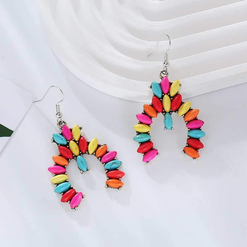 Wholesale Creative Colorful Turquoise Boho Ethnic Style Earrings