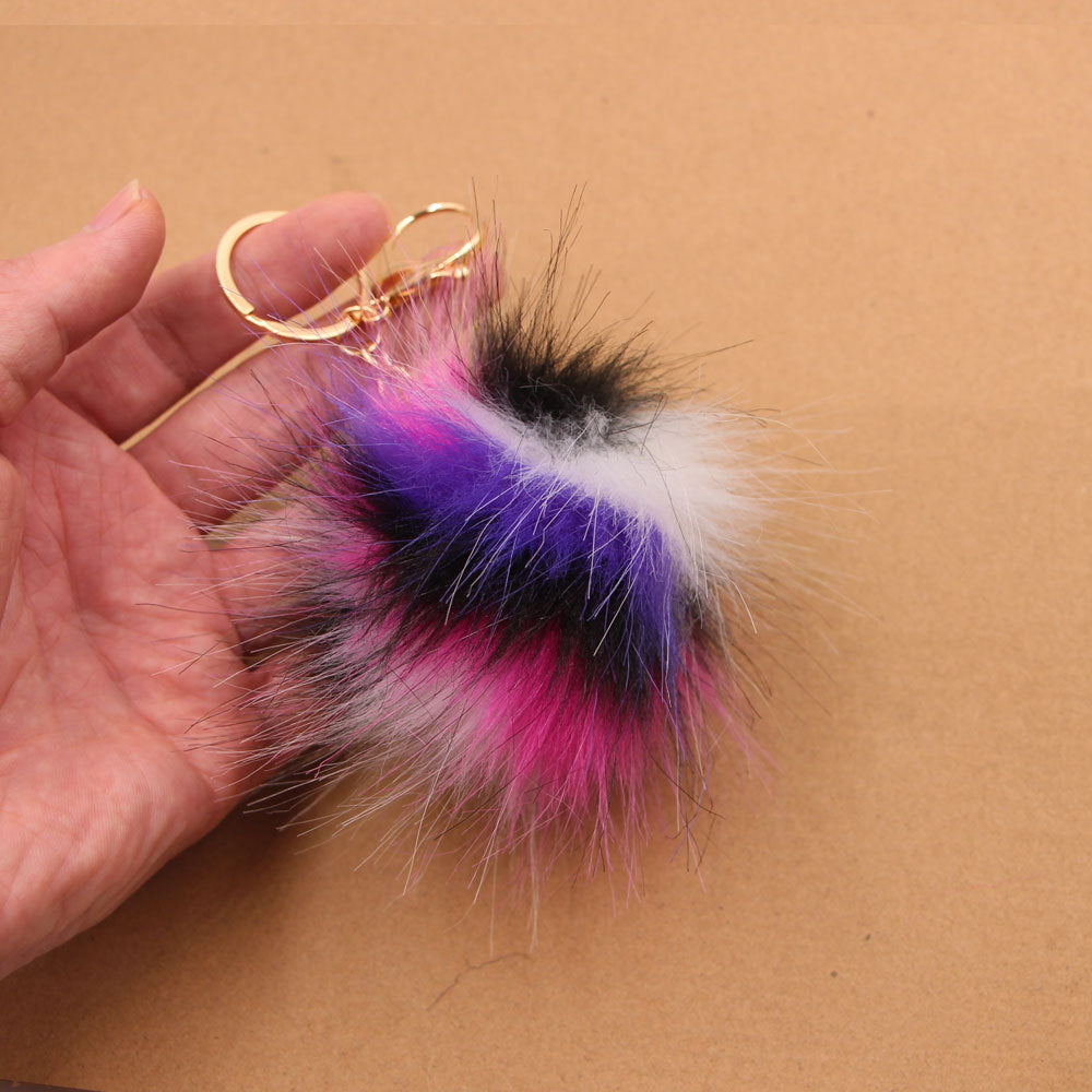 Wholesale Colorful Fur Ball Keychain Bag Pendant Tulip Theme Stylish Backpack Accessory