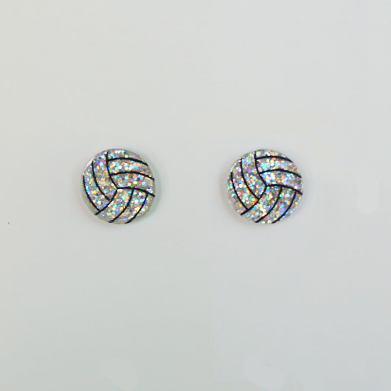 Wholesale 2 Pairs/Pack Shiny Football Baseball Acrylic Earrings