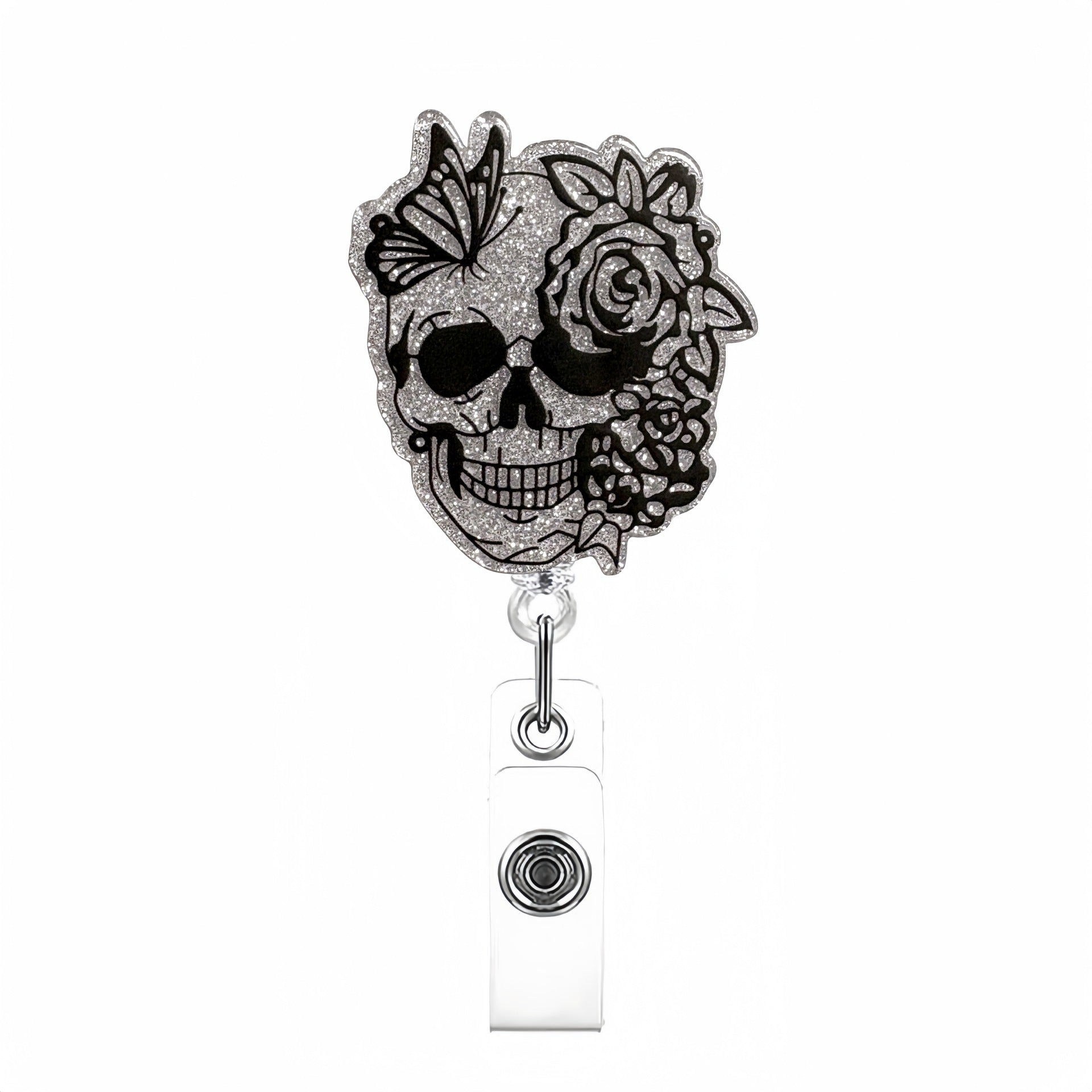 Wholesale Blackened Skeleton Medical Easy Pull Buckle  Badge Reels