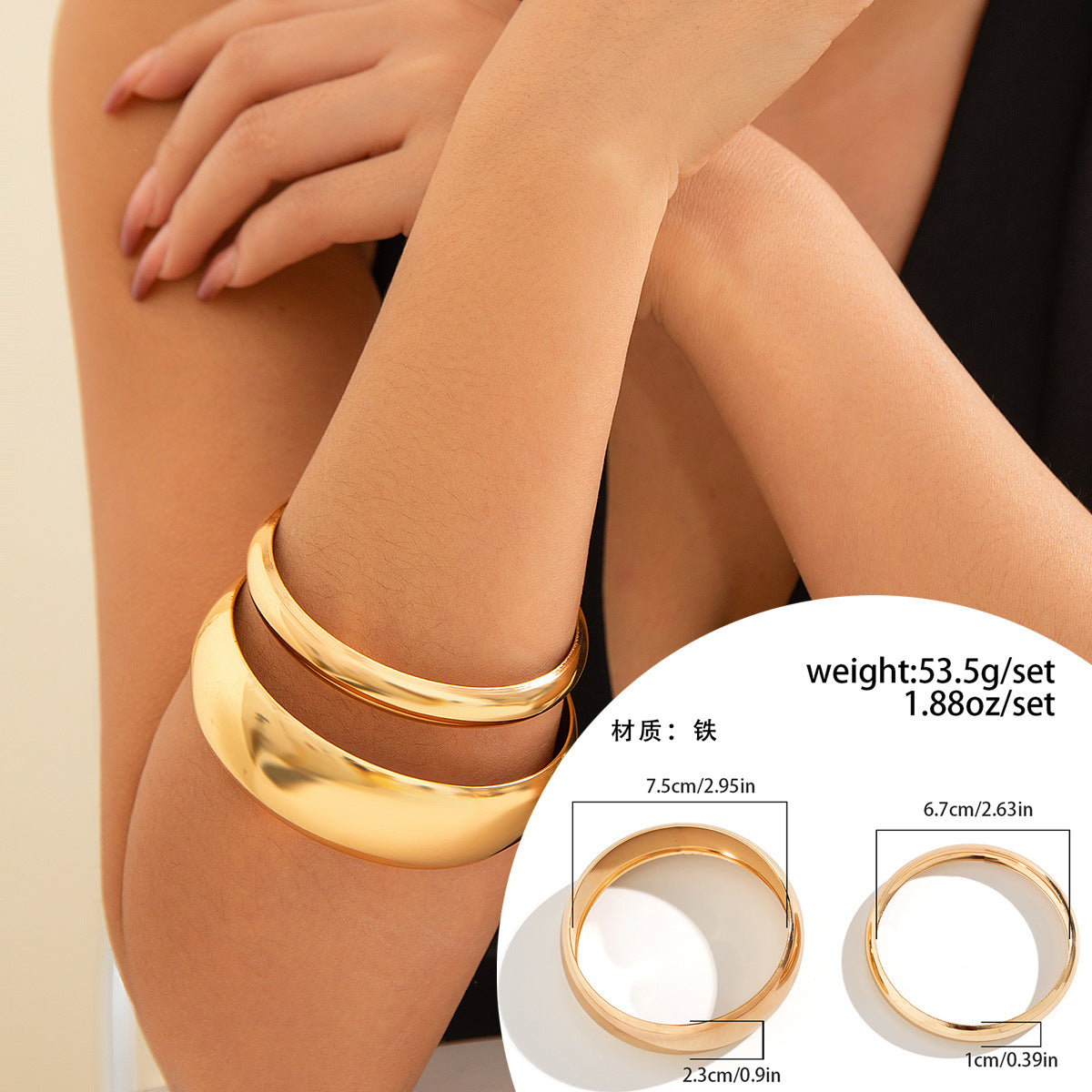 Wholesale Geometric curved exaggerated open bracelet