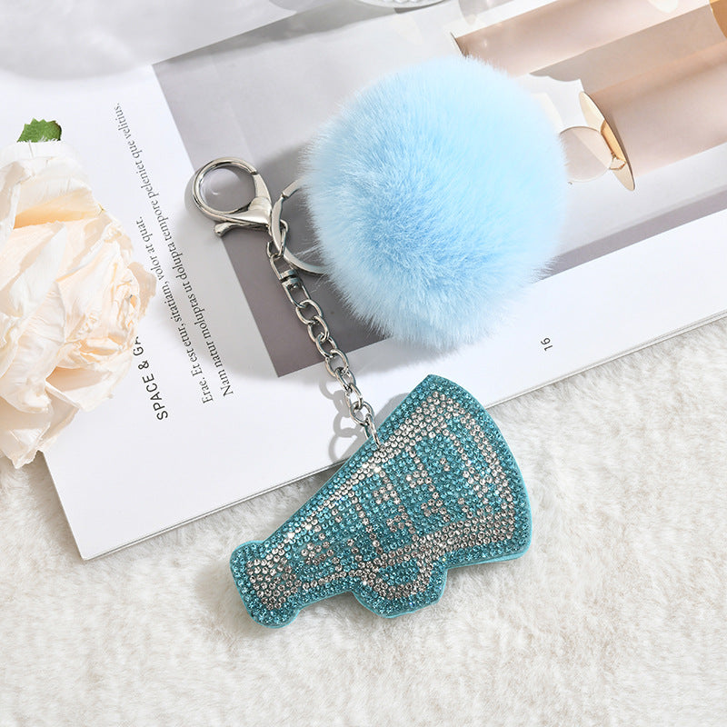 Wholesale Rhinestone-embellished Letter  PatternPom Pom  Keychain