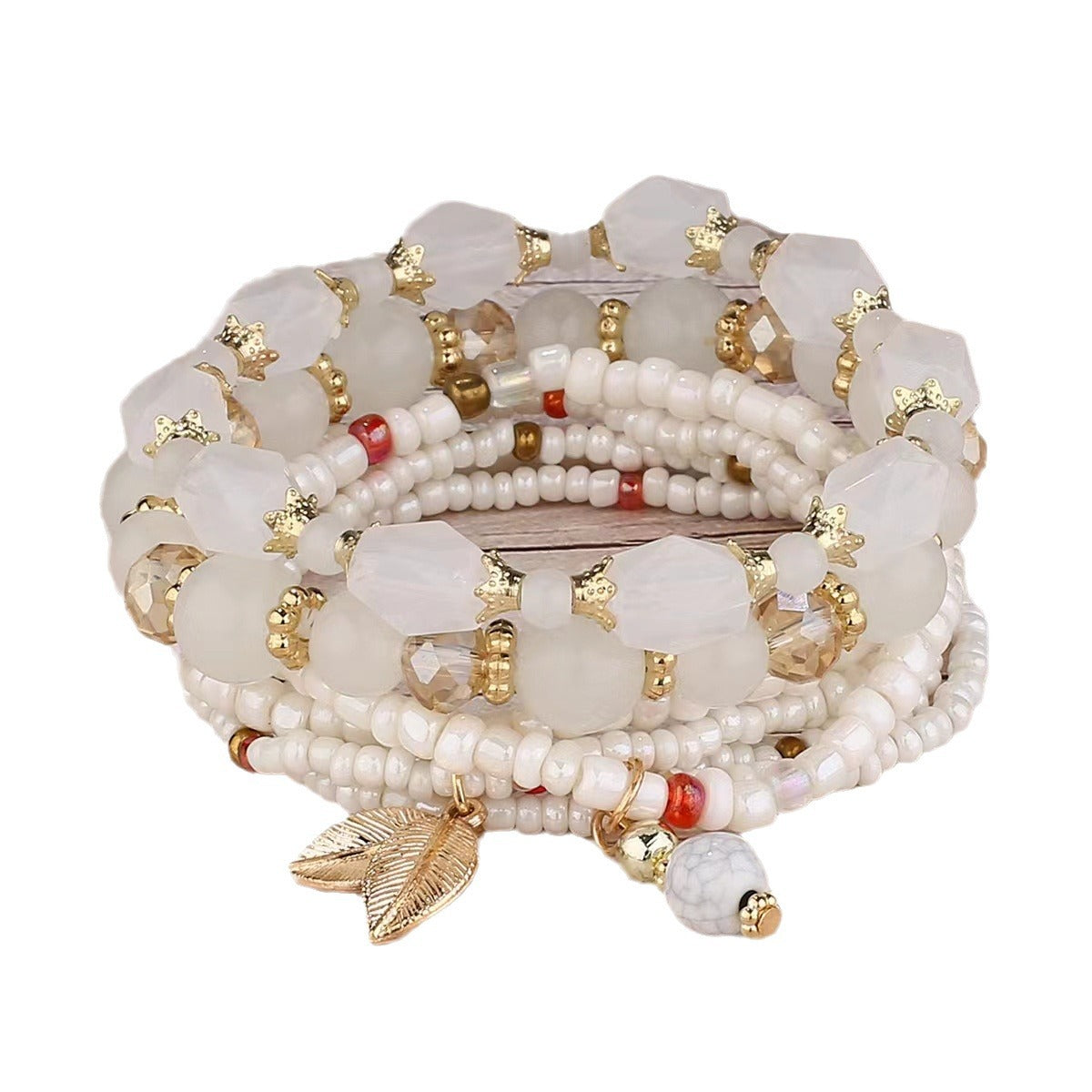 Wholesale Bohemian Crystal Fashion Elastic Multi-layer Beaded Bracelet
