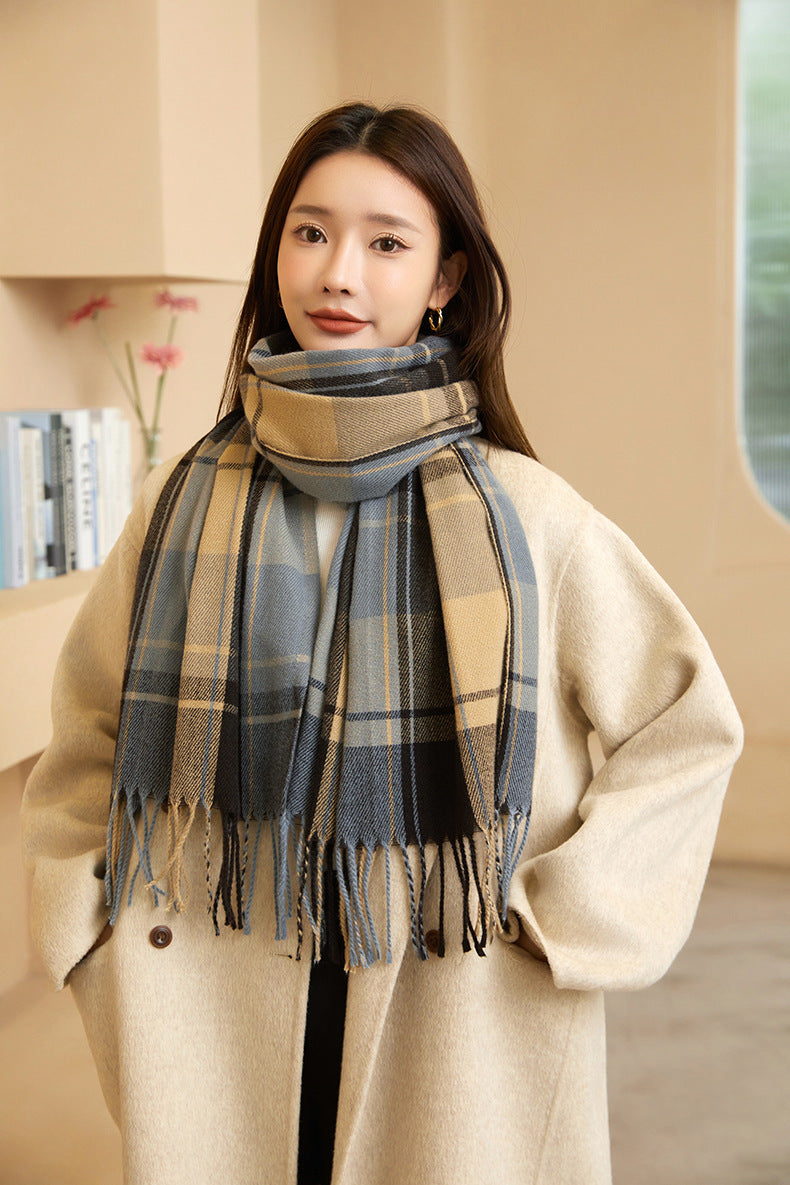 Wholesale Thickened Warm Imitation Cashmere Plaid Scarf