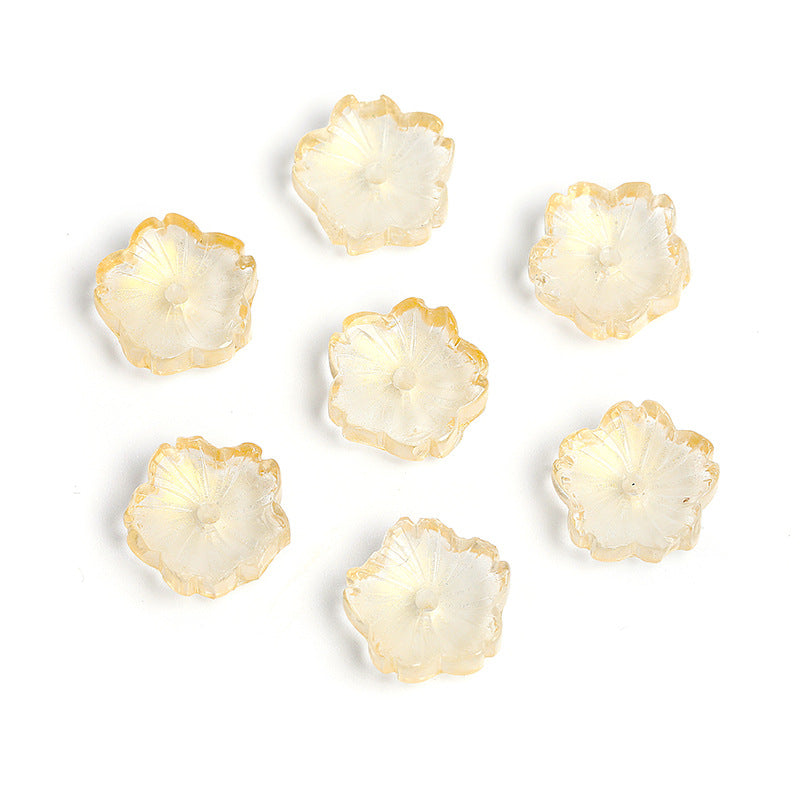 Wholesale 100pcs10mm Glass Transparent Petals Gradient Through Hole Beads DIY Spacer