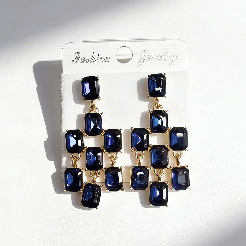 Wholesale Square rhinestone stud earrings 925 silver