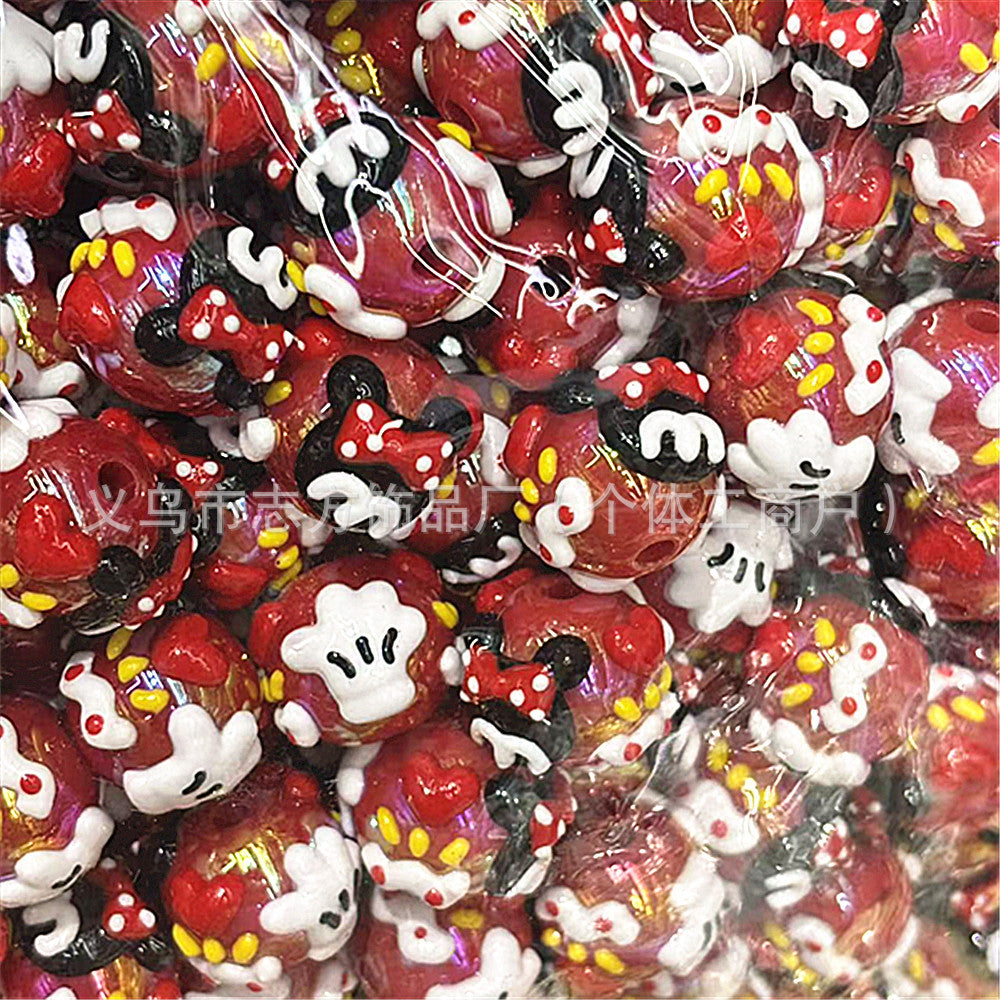 Wholesale 200pcs Acrylic Hand Painted Cartoon Beads 18Mm 200 Pcs DIY Jewelry Making Kit For Phone Charms Keychains Bag Accessories