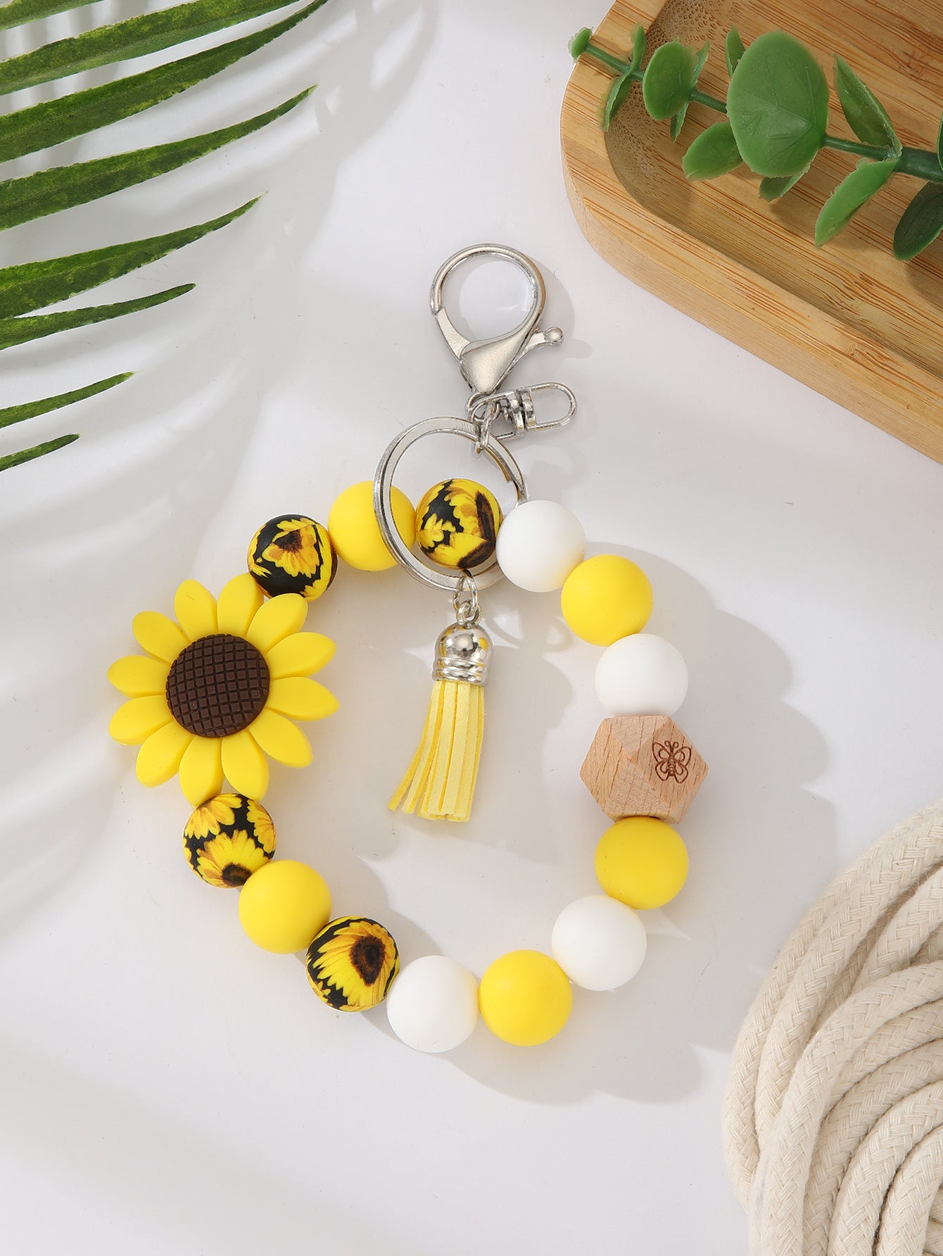 Wholesale Silicone Sunflower Bead Keychain Bracelet Bag Charm Gift