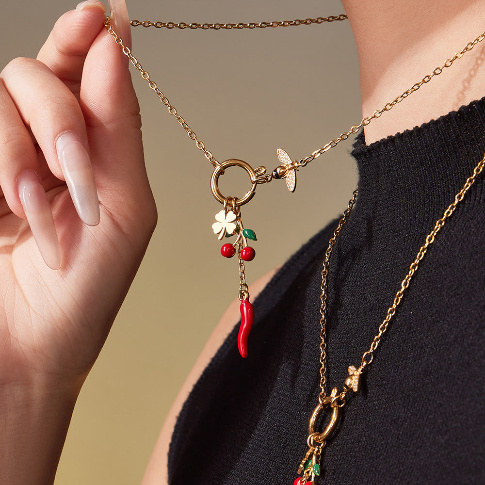 Wholesale Bee Chili Love Stainless Steel Necklace