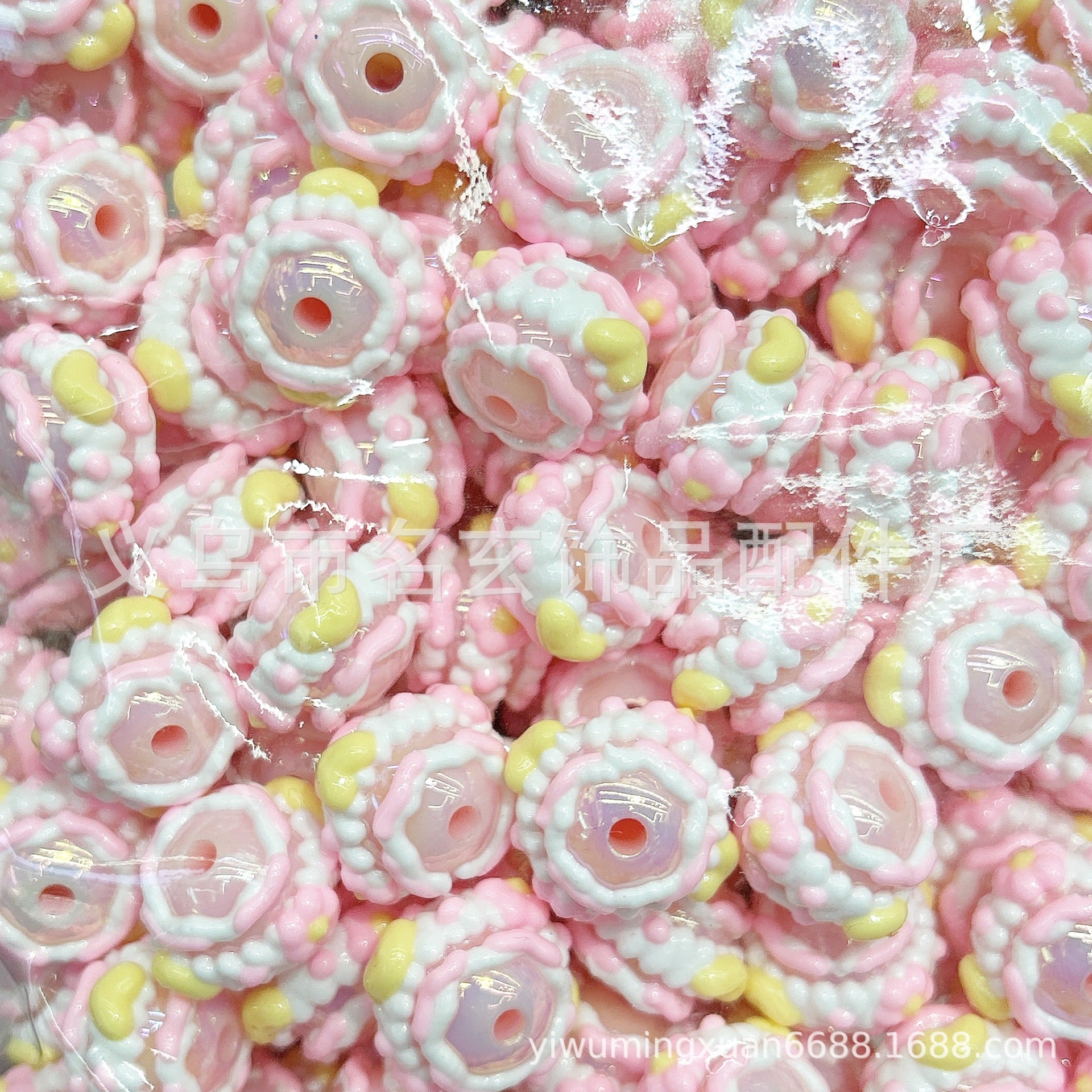 Wholesale 200pcs/pack  Acrylic two-color heavy oil hand-painted beads Acrylic Beads