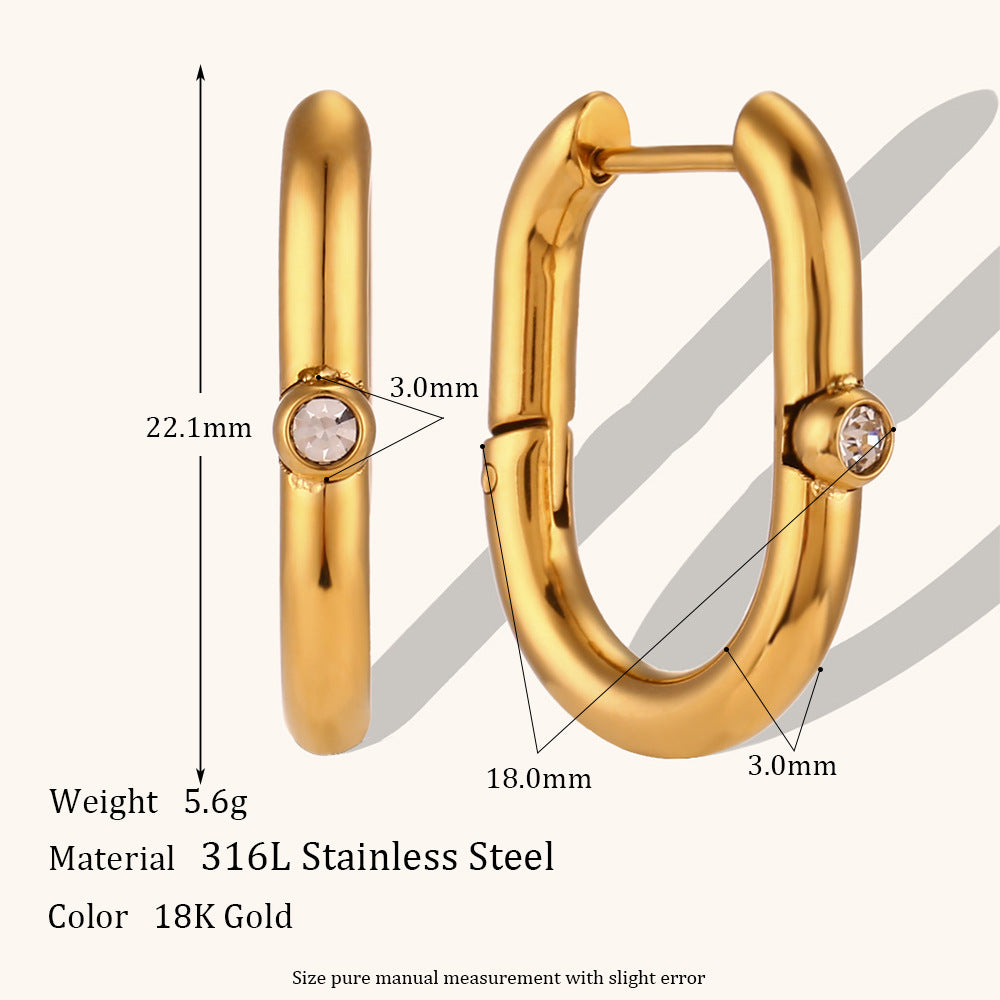 Wholesale Irregular C-shaped Earrings Stainless Steel Gold-plated Earrings