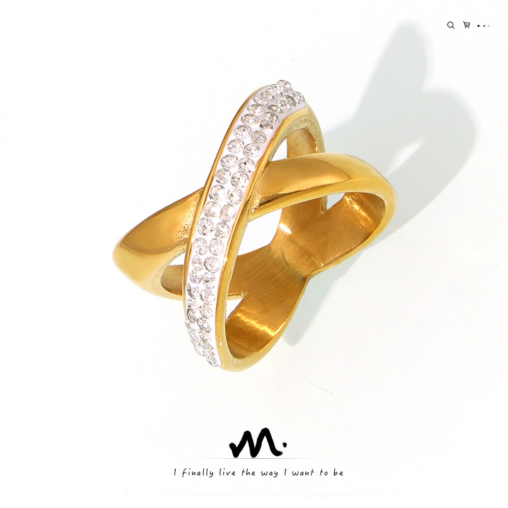 Wholesale simple personality diamond irregular design titanium steel plated ring