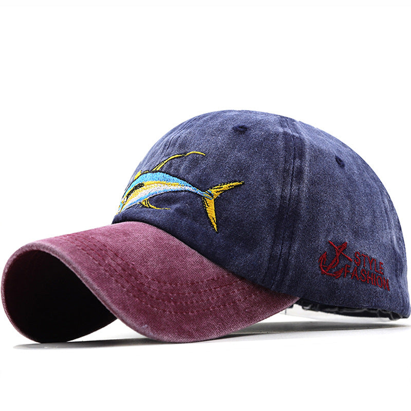 Wholesale Washed Coated Pure Cotton Used Hat Embroidered Shark Baseball Cap