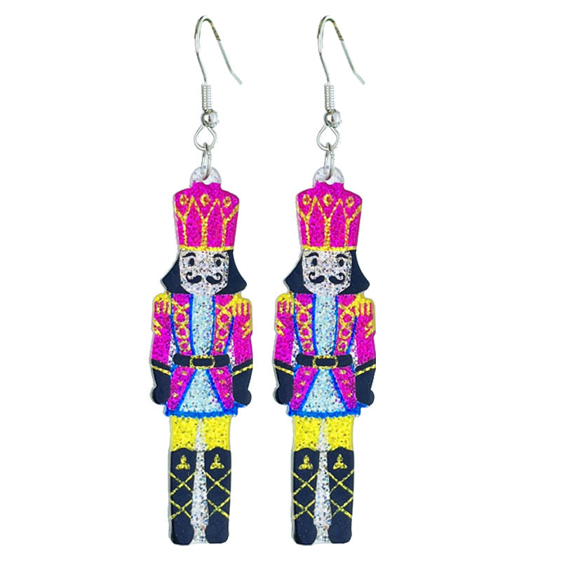 Wholesale 2pcs Source: Christmas Shiny Girls Party, Gingerbread People, Colored Lights, Snowflake Earrings