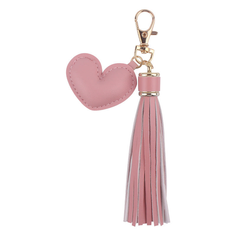 Llavero de borla de cuero de corazón al por mayor