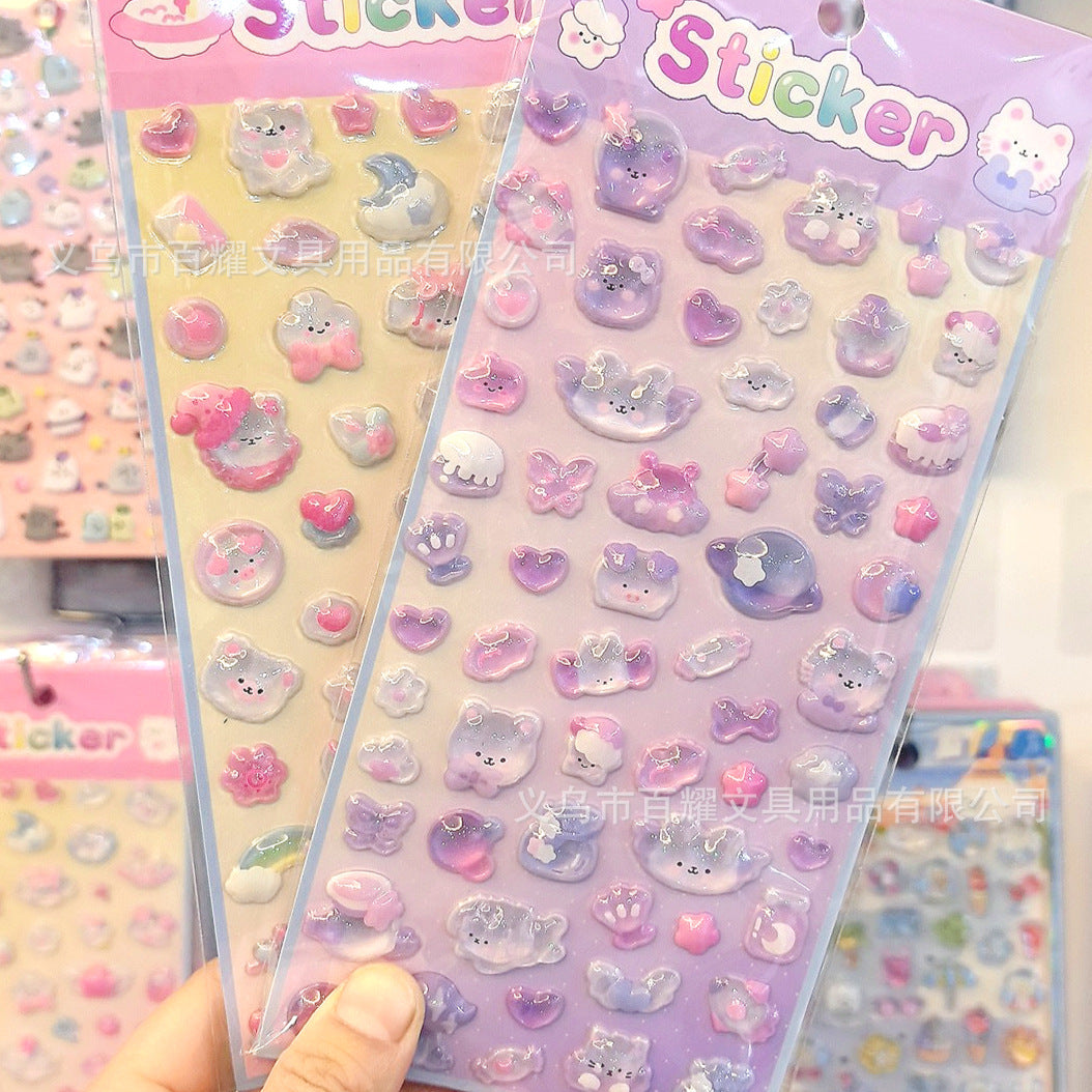Wholesale Embossed Strawberry Ocean Unicorn Cartoon 3D Stickers  OLY Exclusive