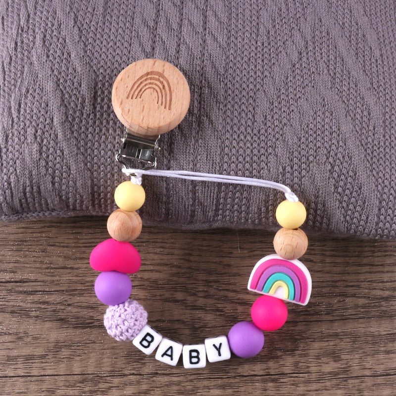 3pcs 3pcs Rainbow Beech Clip Pacifier Cadena Cadena Anti-Drop Clip