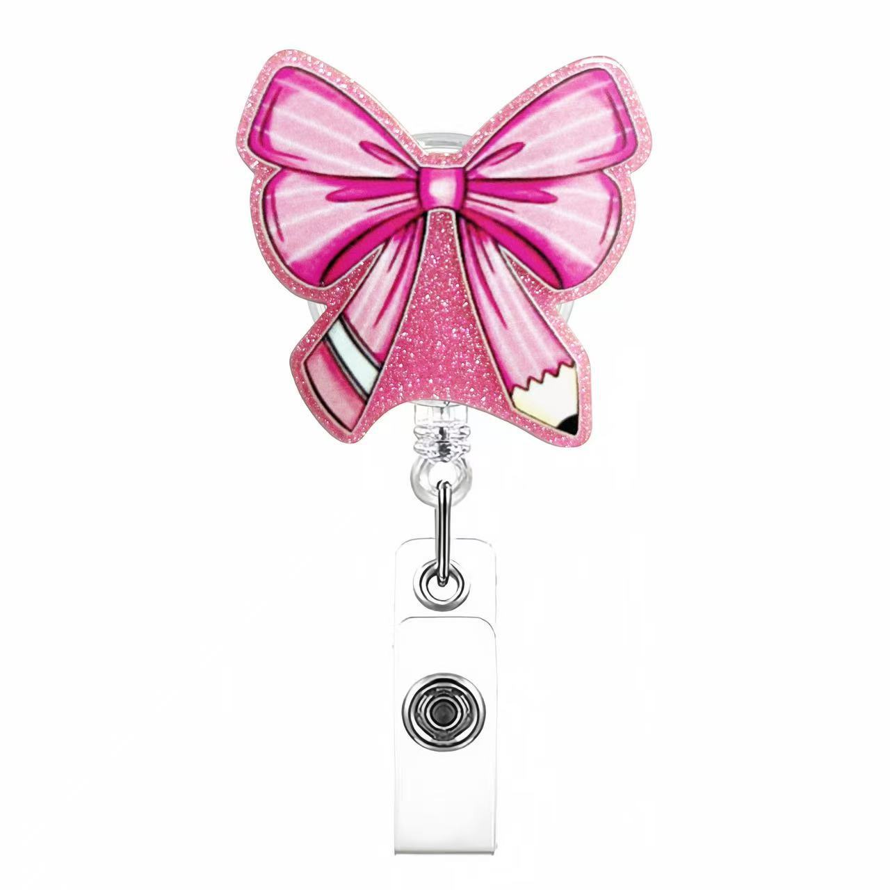Wholesale Pink cherry medical staff with diverse bows Badge Reels