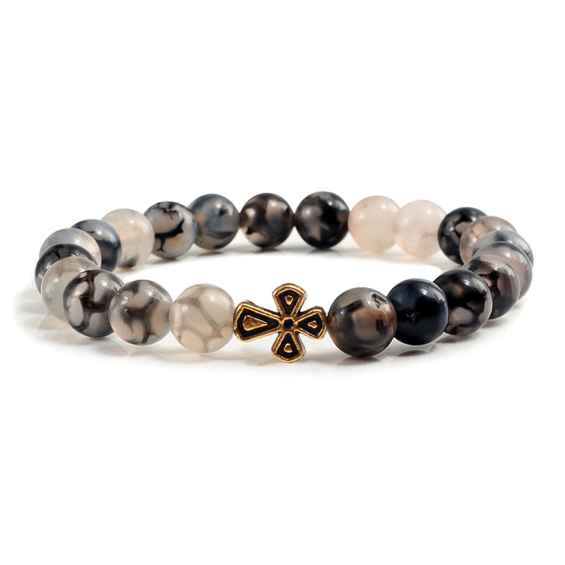 Wholesale elastic line beaded black dragon pattern bracelet alloy