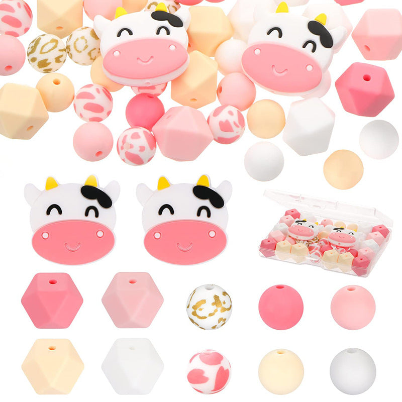 Cuentas molares de dibujos animados de silicona de vaca al por mayor de vaca