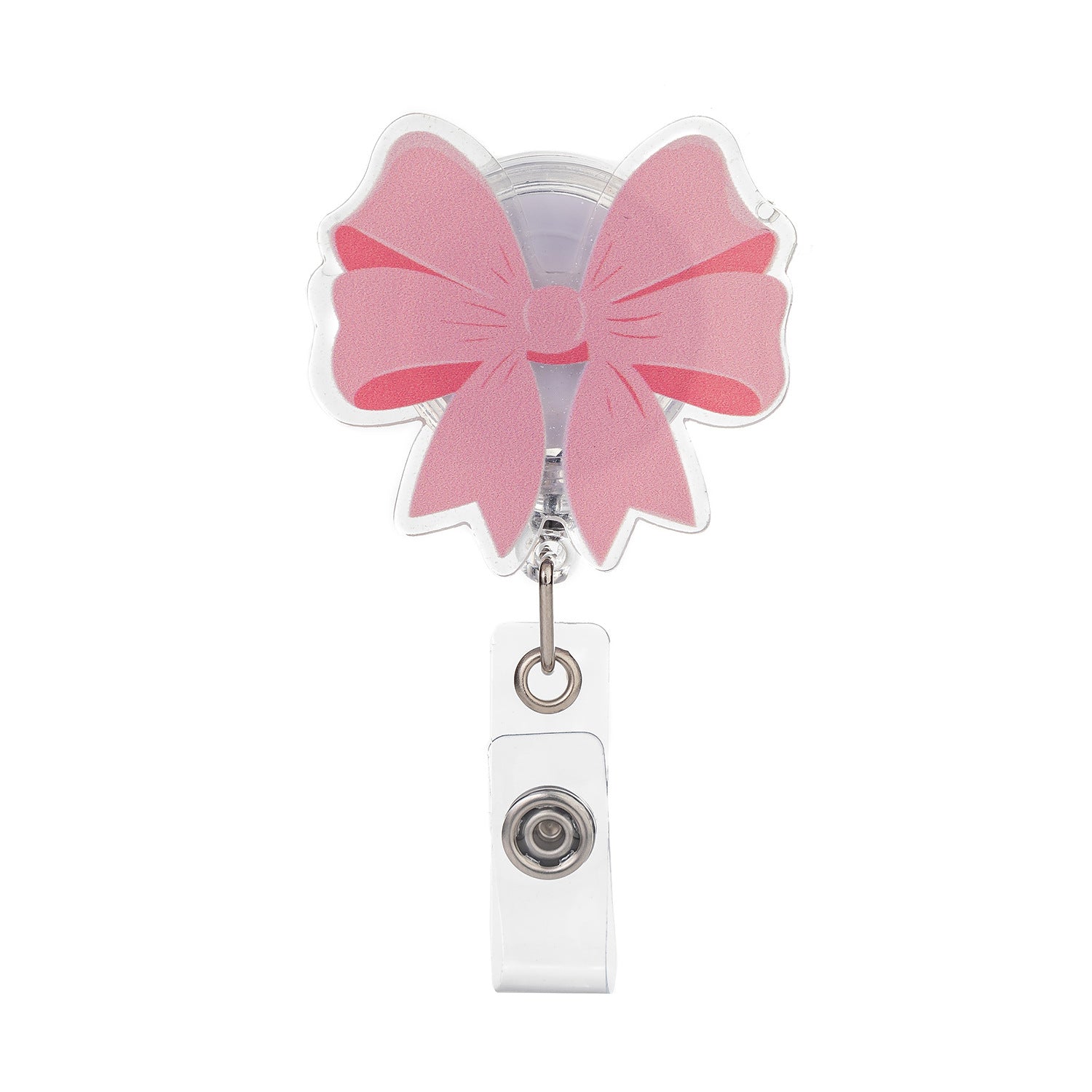 Wholesale  glitter acrylic pink bow staff doctor nurse medical student retractable chest card holder easy pull buckle
