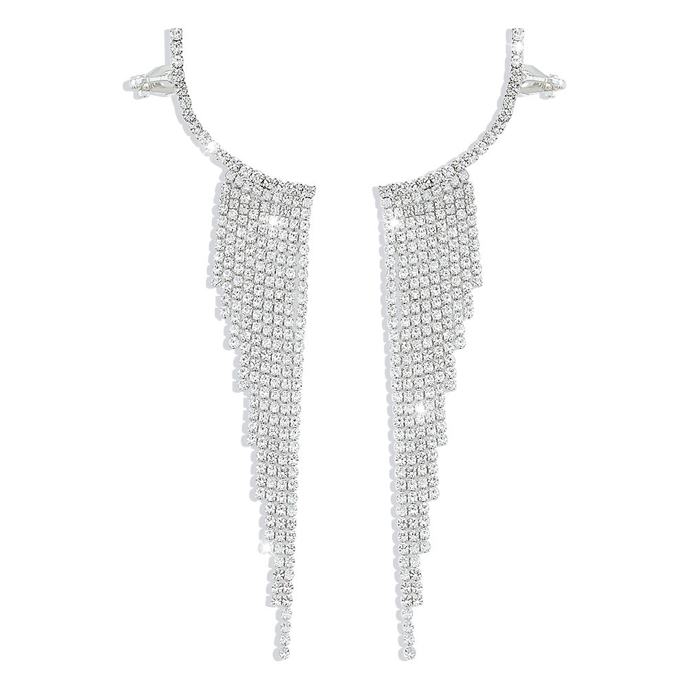 Wholesale Alloy Rhinestone Tassel Earrings