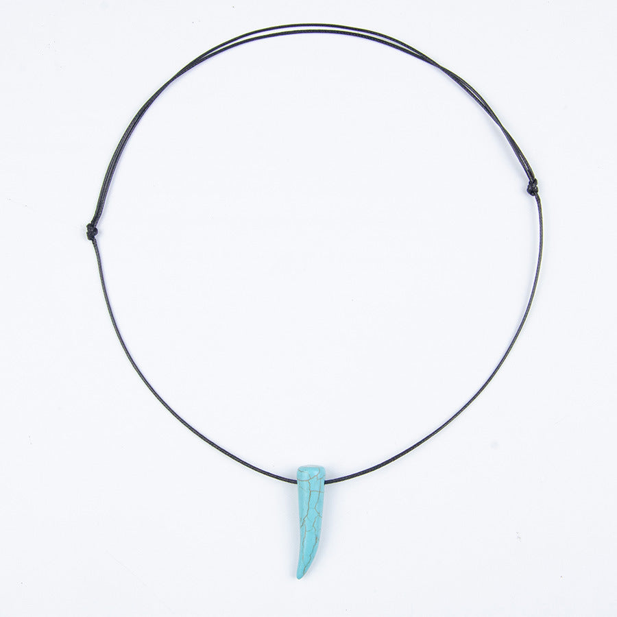 Wholesale Bohemian Turquoise Bead Necklace With Heart Pendant Zinc Alloy Electroplated Trendy Party Jewelry For Women Boutique Resale